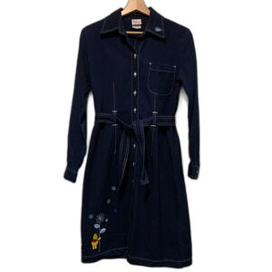 Disney Store Winnie The Pooh tencel cotton dark denim shirt dress size small